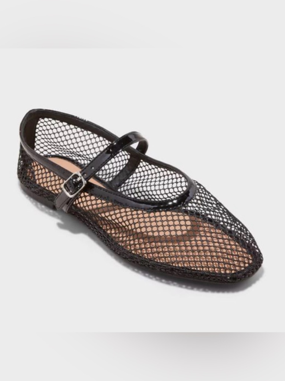 NWT a new day Women’s Mesh Mary Jane Black Ballet Flats Size 6